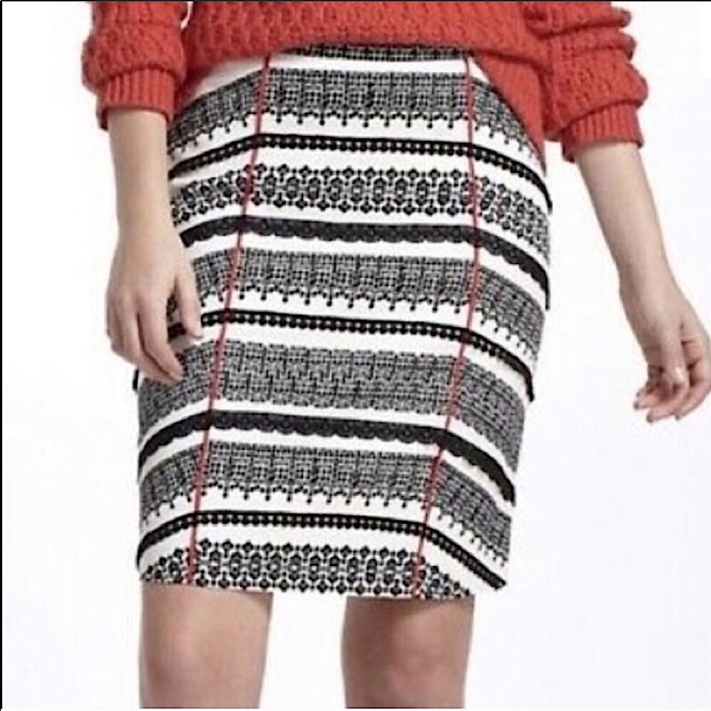 Anthropologie Tabitha black white red lace skirt 2